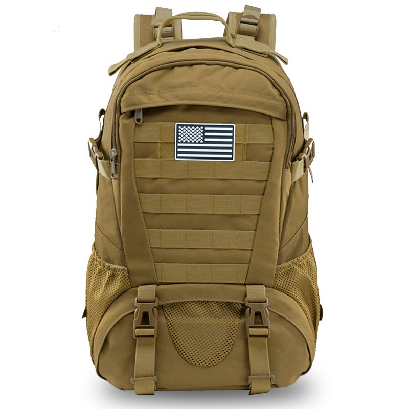 Jueachy Tactical Backpack for Men Hiking Day Pack Molle Military Rucksack Waterproof 30L EDC Bag with USA Flag Patch TAN Style - Image 1